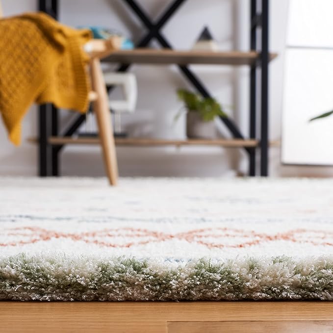 SAFAVIEH Area Rug 8x10 - Marrakech Collection - Large - Ivory & Multi, Moroccan Boho Tribal Rustic Design, Non-Shedding & Easy Cleaning, Ideal for Living Room, Bedroom, Office, Dining Space (MRK612A)