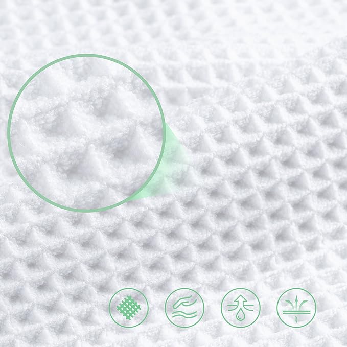 430 GSM Microfiber Oversize Quick Dry Lint Free Bath Towel, 60 x 30 in, 4 Pack (Waffle Weave)