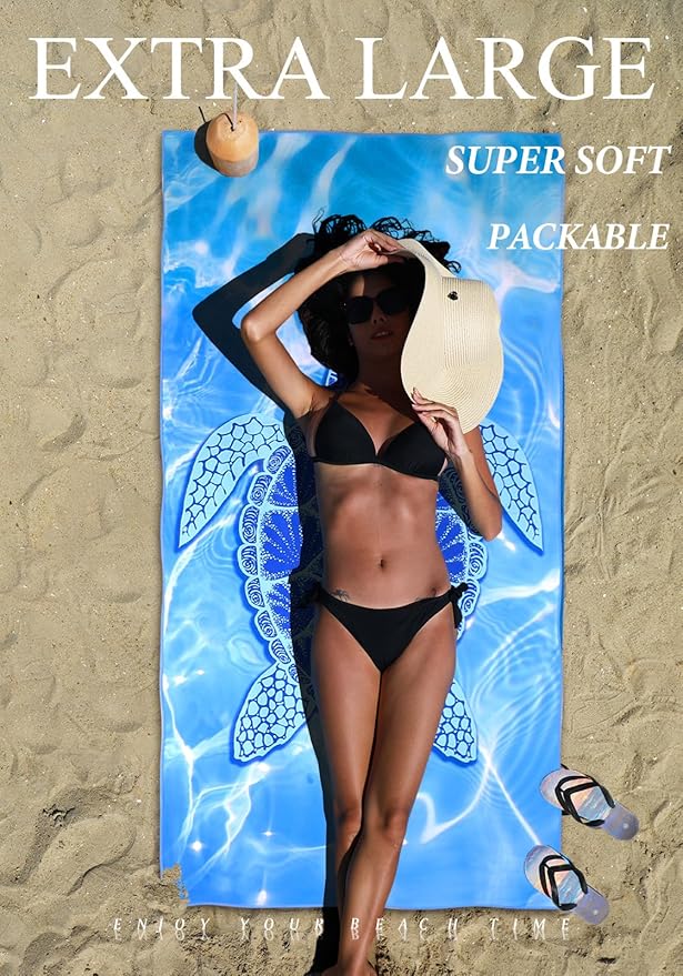 6 Pack Microfiber Lightweight Thin Beach Towel Sand Free Quick Dry Super Absorbent Large Towels for Swimming Pool Yoga Gym Travel Vacation Beach Accessories Essentials for Adults