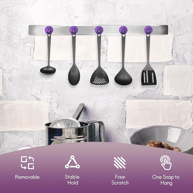 Neosmuk Magnetic Hooks, Cruise Ship Essentials, 8lb+ Heavy Duty Magnetic Hooks for Cruise Cabins, Refrigerator, Grill, Hanging, and Travel | Extra Strong Must-Haves Magnet Hook,Purple