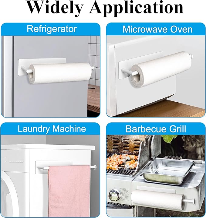 RedCall 2 Pack Magnetic Paper Towel Holder for Fridge,White Kitchen Towel Holder for Refrigerator/BBQ Grills/Griddles Toolbox/RV,Powerful Magnetic Towel Bar,Kitchen Bathroom Organizers and Storage