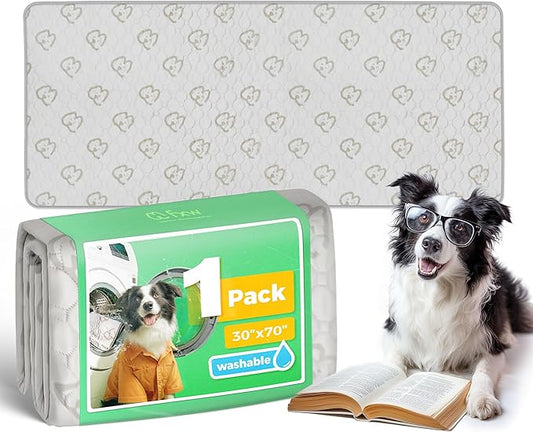FXW Washable Pee Pads for Dogs, Puppy Pads with Super Absorbent, Specifically Designed for Potty Training, 30" x 75" Rectangle, Khaki, 1 Pack