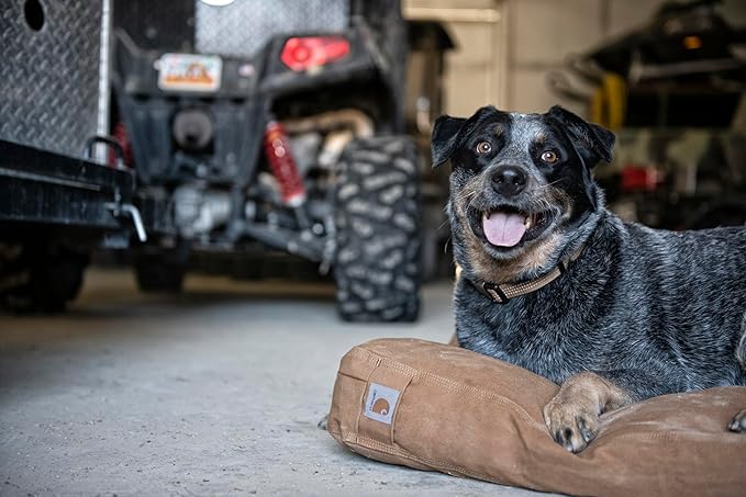 Carhartt Durable Canvas Pet Bed, Water Resistant Firm Duck Dog Bed, Deep Wine, Large