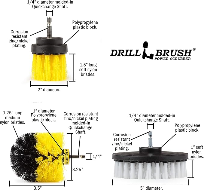 Cleaning - Bathroom Accessories - Drill Brush - Shower Cleaner - Shower Curtain - Shower Door - Shower Curtain - Bathtub - Cast Iron - Bath Mat - Tile - Grout Cleaner - Microfiber Cleaning Cloth