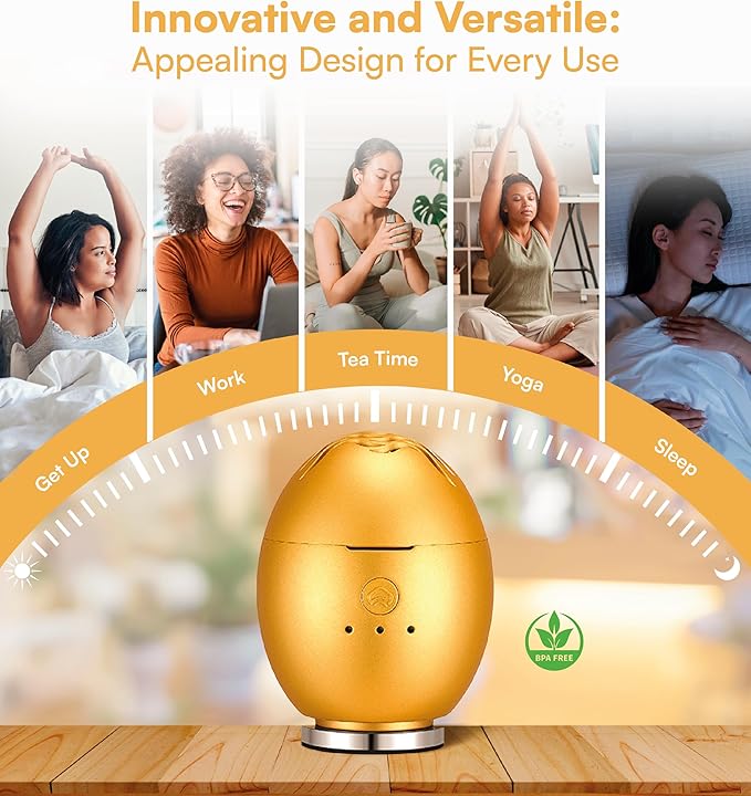 Orbby Scent Diffuser Starter Kit | Portable Small Desk Diffuser for Office: Electric Incense Device, Cordless Pet Safe Air Freshener for Home – Flameless (Gold with 1g Agarwood Pellets)