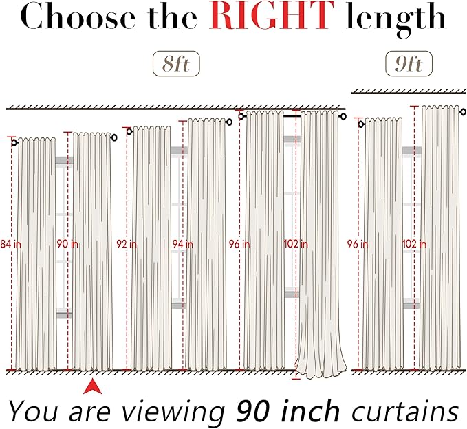 XTMYI Extra Wide Curtains 70 in Width for 72 Inch Window,Pleated Back Tab Linen Semi Sheer Full Length Curtains for Living Room Sliding Glass Door 2 Panel Set,72x90,70x90,6FT x 90 Inches Long,Cream