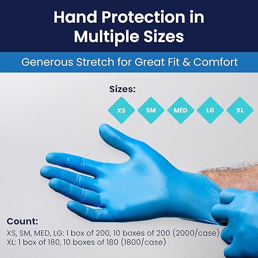 Adenna Miracle 4 mil Powder-Free Nitrile Exam Gloves, Medical Grade, Blue, Large, Box of 200