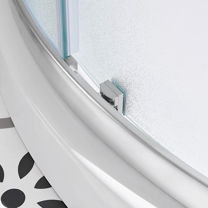 OVE Decors Breeze 34 in. Corner Shower Frosted Sliding Door with Base in Satin Nickel Finish