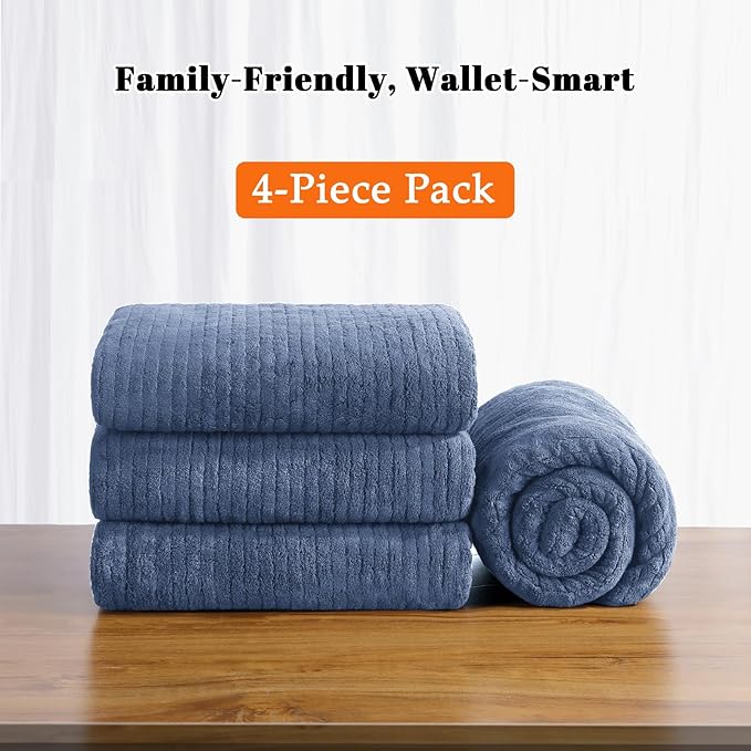 Bath Towels Set of 4 Extra Large 35 x 70 Inches,Luxury Thick High Absorbent and Quick Dry Bath Sheet,Ultra Soft Microfiber,Bathroom,Beach,Yoga,Sport,SPA,Fitness (Electric Blue)