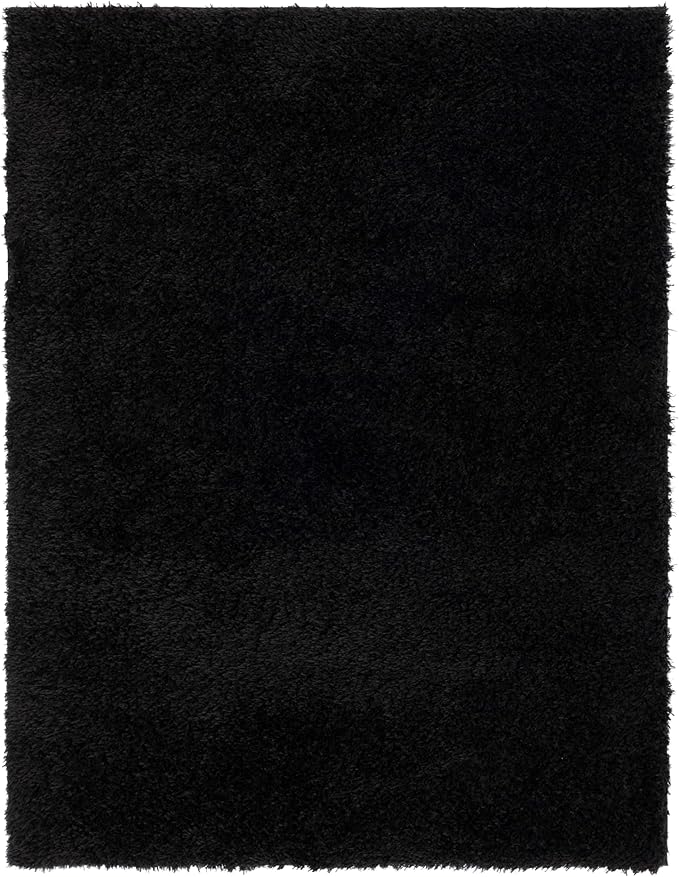 SAFAVIEH Lindsay Shag Collection Area Rug - 4' x 6', Black, Contemporary Design, Ideal for High Traffic Areas in Living Room, Bedroom & Dining Room (LNS560Z-4)
