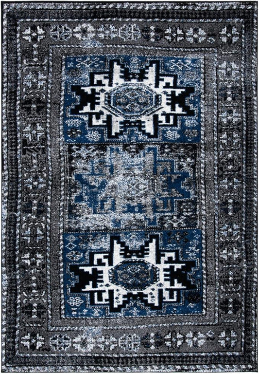 SAFAVIEH Vintage Hamadan Collection Accent Rug - 2'7" x 5', Grey & Blue, Oriental Persian Design, Non-Shedding & Easy Care, Ideal for High Traffic Areas in Entryway, Living Room, Bedroom (VTH213F)
