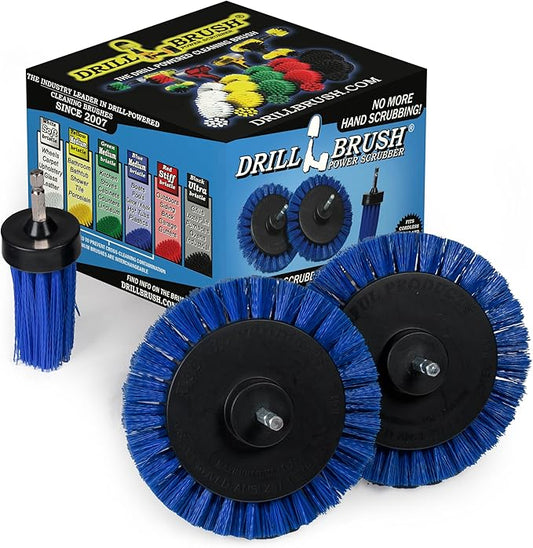 Drillbrush Boat Detailing Kit for Cordless Drill - Power Swimming Pool Tile Cleaner Brush Set - Crevice Cleaning Brush for Electric Drill - Small Power Scrubber for Grout - Spin Scrubber Attachment
