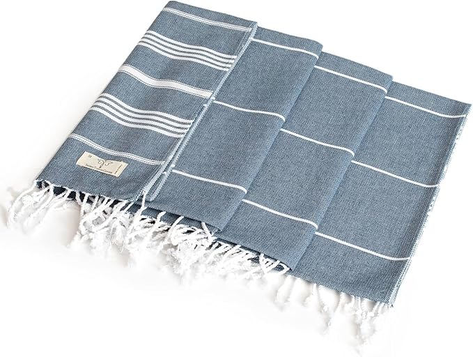 SMYRNA TURKISH COTTON Beach Blanket – Sand-Free Oversized Beach Throw 50x60 – Quick-Dry Lightweight Turkish Towel for Beach, Pool, Picnic & Outdoor Travel – Eco-Friendly Recycled Cotton, Navy