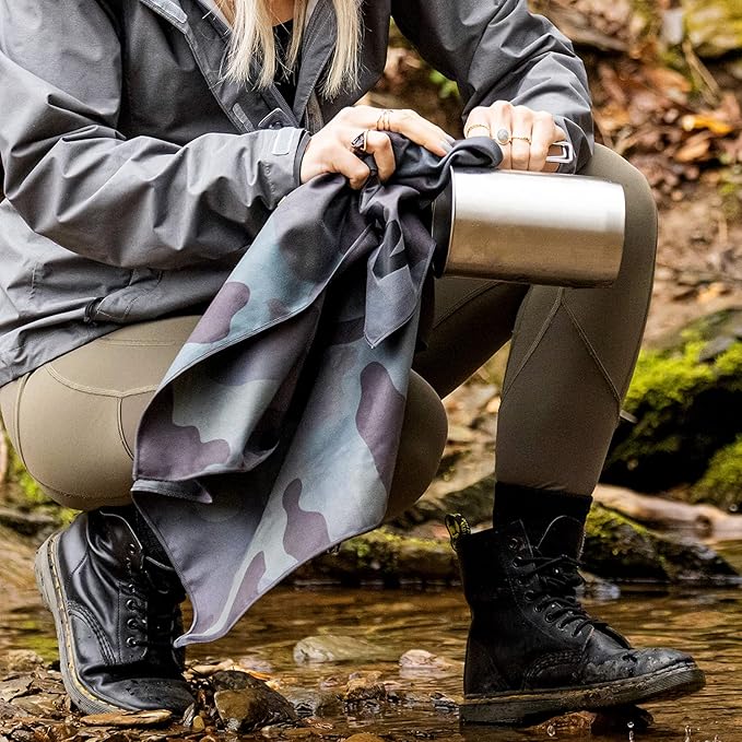 Pelican Outdoor - Multi-Use Towel with Carry Case - Ultra Absorbent Microfiber - Shadow Camo