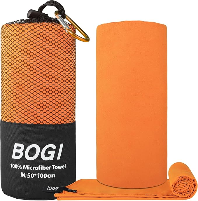 Microfiber Travel Sports Towel-Quick Dry Towel,Soft Lightweight Microfiber Camping Towel Absorbent Compact Travel Towel for Camping Gym Beach Bath Yoga Swimming Backpacking (M:40''x20''-Orange)