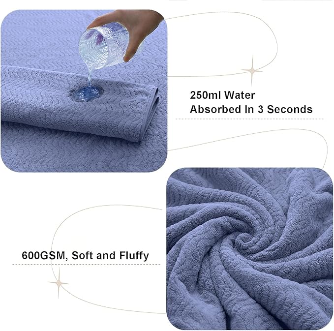 Bath Towel Set of 4, Extra Large Towels Oversized 35x70 Inch Shower Bathroom Towels Highly Absorbent Quick Dry Towel Textured Soft Bath Sheet Towels Set for Bathroom Hotel SPA Fitness Camping (Orchid)