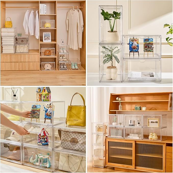 Shoe Boxes Clear Plastic Stackable Acrylic Sneaker Shoe Display Case Transparent Display Case Clear Storage Bins With Lids Acrylic Boxes for Display Shoe Organizer Containers