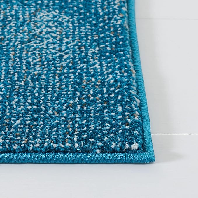 SAFAVIEH Glacier Collection Area Rug - 6'7" Square, Blue & Gold, Modern Abstract Design, Non-Shedding & Easy Care, Ideal for High Traffic Areas in Living Room, Bedroom (GLA125M)