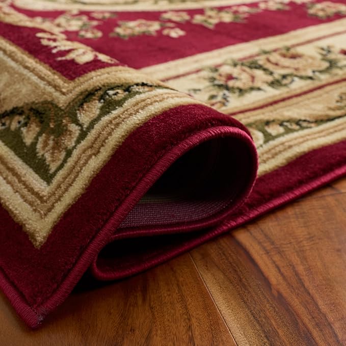SAFAVIEH Lyndhurst Collection Runner Rug - 2'3" x 12', Red & Ivory, Traditional European Medallion Design, Non-Shedding & Easy Care, Ideal for High Traffic Areas in Living Room, Bedroom (LNH218C)