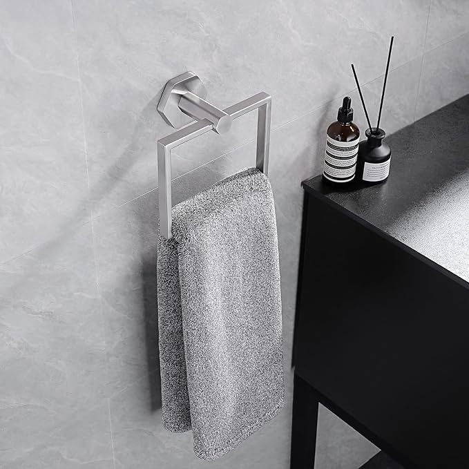 GERZWY SUS 304 Stainless Steel 2 Piece Bathroom Hardware Set Towel Ring and Toilet Paper Holder Wall Mounted, Brushed Finish