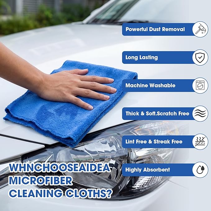 Shimeyao 30 Pcs 12 x 16 Inch Edgeless Microfiber Plush Towels for Cars Detailing Drying Wash Polishing Absorbent Cleaning Cloths, 500 GSM