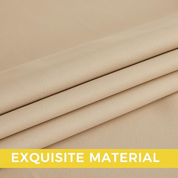 NICETOWN Room Darkening Draperies Curtains Panels, 2 Panels Biscotti Beige W52 x L102