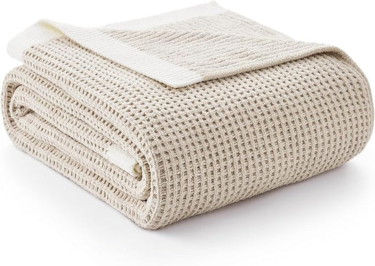 Amélie Home Chenille Throw Blanket, Soft Cozy Waffle Throw for Couch & Sofa, Warm Yet Lightweight, Breathable All-Season Throws for Women Men, Housewarming, Birthdays, 60"x80", Beige