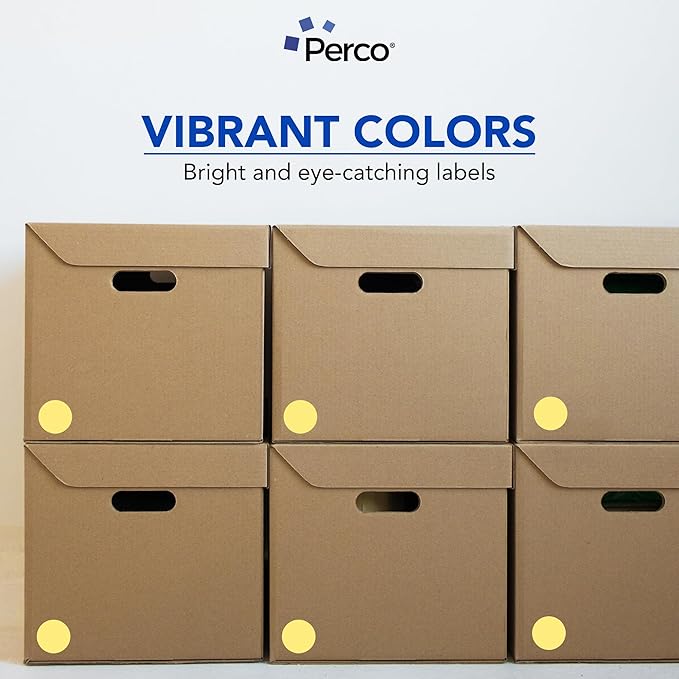 Perco Metallic Gold 2-Inch Perforated Circle Dot Sticker Labels — 10 Rolls, 5,000 Round Stickers — with Permanent Adhesive for Awards, Product Seals, Gift Packaging, Event Marking — Made in USA