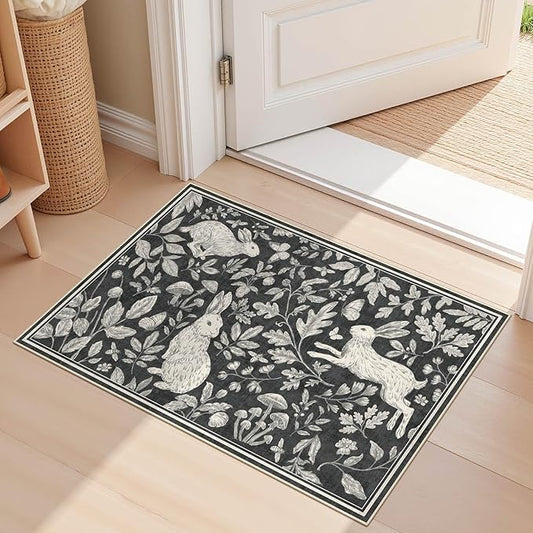 Vintage Living Room Area Rug 2x3 - Large Soft Washable Oriental Traditional Distressed Farmhouse Rugs for Bedroom - Indoor Floor Accent Carpet for Home Office House Decor -Easter Dark Gray