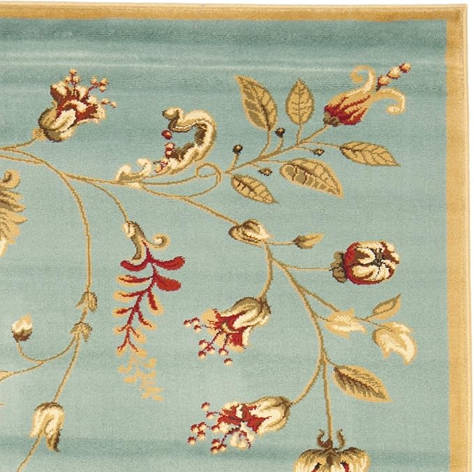 SAFAVIEH Lyndhurst Collection Area Rug - 6'7" x 9'6", Blue & Multi, Traditional Floral Design, Non-Shedding & Easy Care, Ideal for High Traffic Areas in Living Room, Bedroom (LNH552-6591)