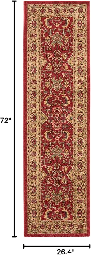 SAFAVIEH Mahal Collection Runner Rug - 2'2" x 6', Red & Beige, Traditional Oriental Design, Non-Shedding & Easy Care, Ideal for High Traffic Areas in Living Room, Bedroom (MAH693Q)