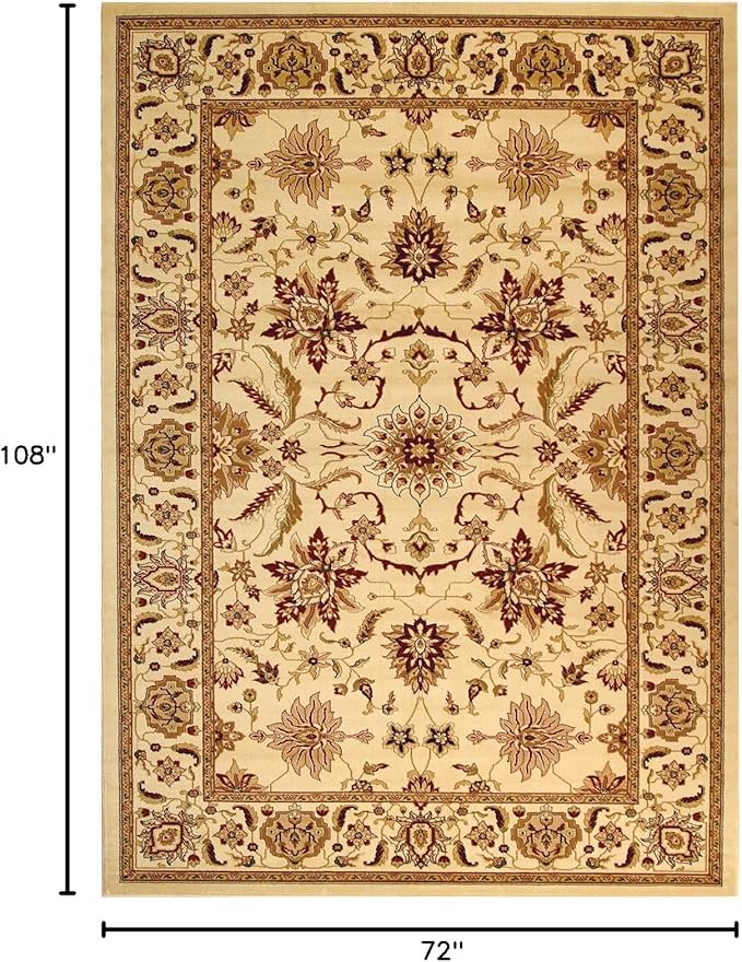 SAFAVIEH Lyndhurst Collection Area Rug - 6' x 9', Ivory & Ivory, Traditional Oriental Design, Non-Shedding & Easy Care, Ideal for High Traffic Areas in Living Room, Bedroom (LNH216A)