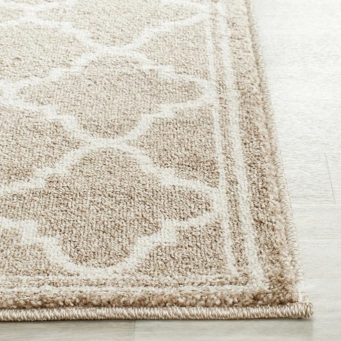 SAFAVIEH Amherst Collection Runner Rug - 2'3" x 9', Wheat & Beige, Moroccan Trellis Design, Non-Shedding & Easy Care, Ideal for High Traffic Areas in Living Room, Bedroom (AMT422S)