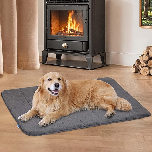 Dog Crate Pad for X Large Dogs - 41x27 Orthopedic Dog Bed with Memory Foam, Washable Water-Resistant Soft Pet Mat with Non-Slip Bottom, Grey