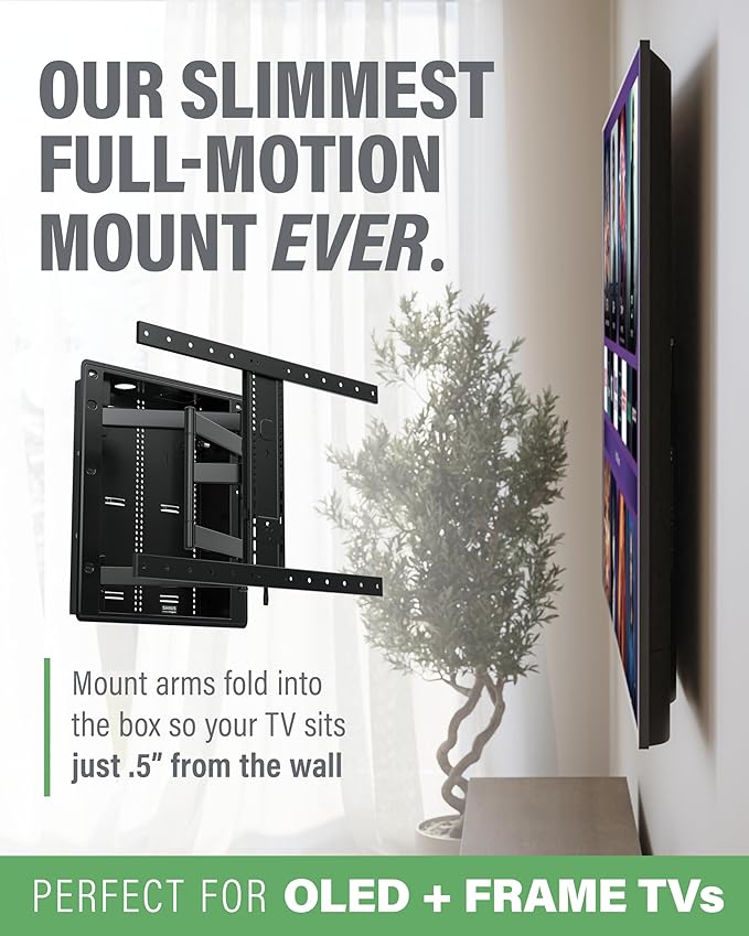 SANUS Recessed TV Wall Mount for 42"-85" Screens - Premium Full Motion TV Mount Tilts, Swivels & Extends for Optimal Views - Easy Install & Low Profile Design - VIWLF128-B2