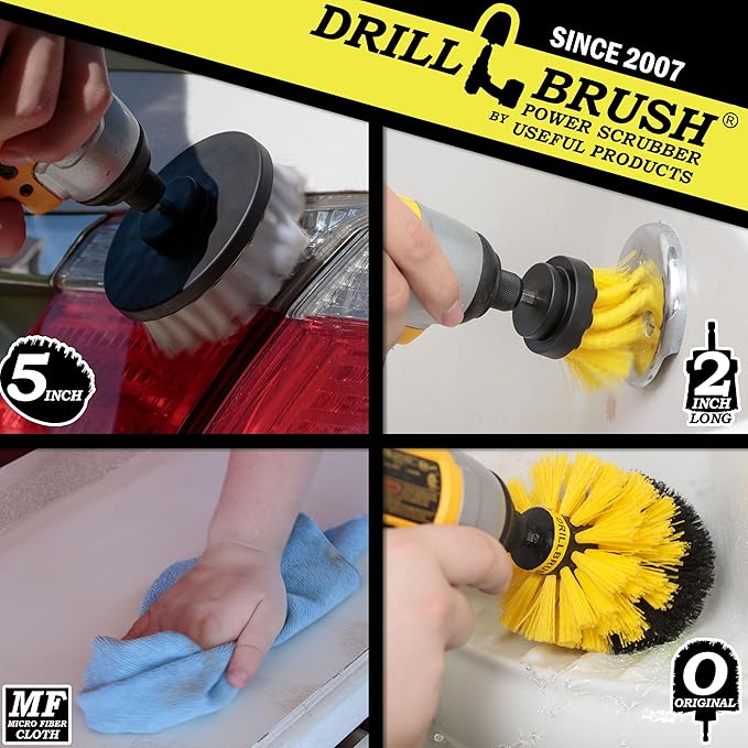 Cleaning - Bathroom Accessories - Drill Brush - Shower Cleaner - Shower Curtain - Shower Door - Shower Curtain - Bathtub - Cast Iron - Bath Mat - Tile - Grout Cleaner - Microfiber Cleaning Cloth