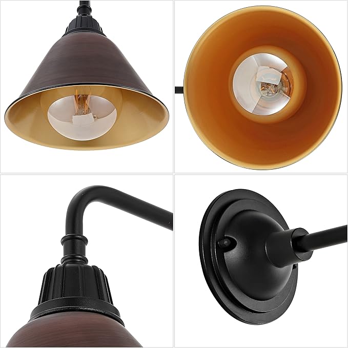 JONATHAN Y JYL7612G Croydon 9.63" 1-Light Farmhouse Industrial Indoor/Outdoor Iron LED Gooseneck Arm Outdoor Sconce Metal Bell Shade Vintage Cottage Rustic Porch Patio Yard Barn, Wood Finish/Copper