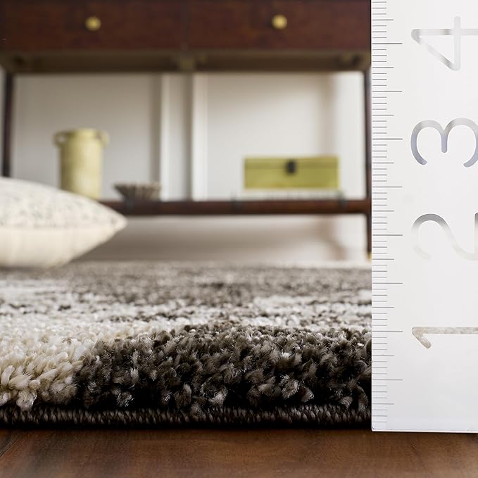 SAFAVIEH Area Rug 8x10 - Florida Shag Collection - Large - Smoke & Beige, Floral Design, Non-Shedding & Easy Cleaning, Plush Thick Pile, Ideal for Living Room, Bedroom, Dining Space (SG458-7913)