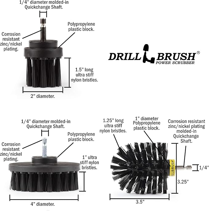 Safe Wire Brush Alternative - Ultra Stiff Nylon Bristle Scrubbing Brushes - 3 Piece Grill Cleaning Set - Griddle Cleaner - Industrial Grade Scrubber - Loose Paint Remover