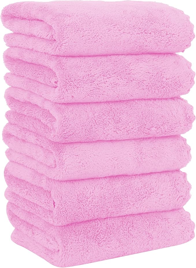 6 Pack Premium Hand Towels - Quick Drying - Microfiber Coral Velvet Highly Absorbent Towels - Multipurpose Use as Hotel, Bathroom, Shower, Spa, Hand Towel 16 x 28 inches (Frozen Berry)