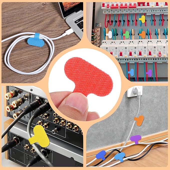 56Pcs Multi Color Durable Cable Lables with Writable Surface, Waterproof Wire Labels Self-Adhesive Nylon Wrap-It CableLabel for Electronics,Industrial Cable Management(1.5" x 0.63")