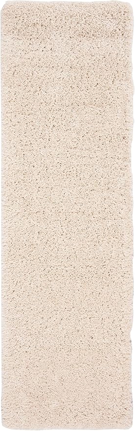 SAFAVIEH Fontana Shag Collection Runner Rug - 2'3" x 8', Creme, Solid Design, Non-Shedding & Easy Care, 2-inch Thick Ideal for High Traffic Areas in Living Room, Bedroom (FNT800B)