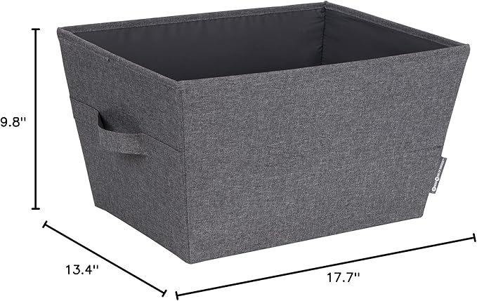 Bigso Tapered Storage Bin - Collapsible Fabric Storage Cubes for Organizing Shelves, Closets, and Rooms, with 2 Handles - 13.4in x 17.7in x 9.8in - Large, Grey