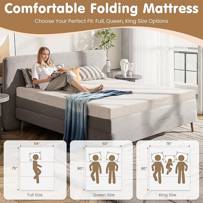 Convertible Sofa Bed Full,5-in-1 Folding Boneless Couch Corduroy Futon Sofa Bed,Tri-Fold Mattress with Removable Armrests & Handle,Sleeper with Pull Out Bed for Small Space Living Room Bedroom