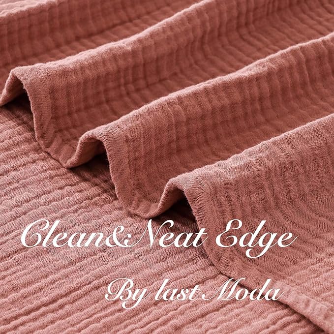 Muslin Blanket 100% Cotton Blanket Throw 66”x90”, Lightweight Breathable Summer Blanket Throw. Supersoft 4-Layer Gauze Throw Blanket for Sofa, Couch, Bed, All-Season Use, Copper Brown