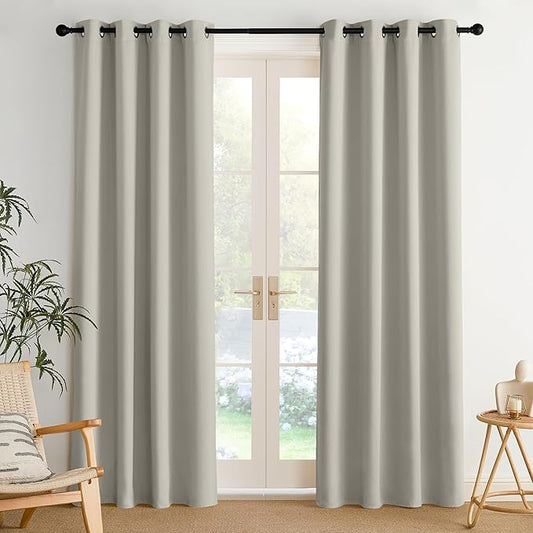 NICETOWN Room Darkening Draperies Curtains Panels, 2 Panels Natural W52 x L84