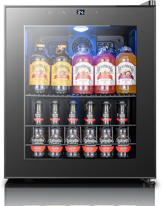 Yeego Beverage Refrigerator Cooler, 65 Cans Drink Mini Fridge with Glass Door for Soda Beer or Wine, Beverage Cooler with 34°F-54°F Digital Temperature Control for Home, Office, Bar