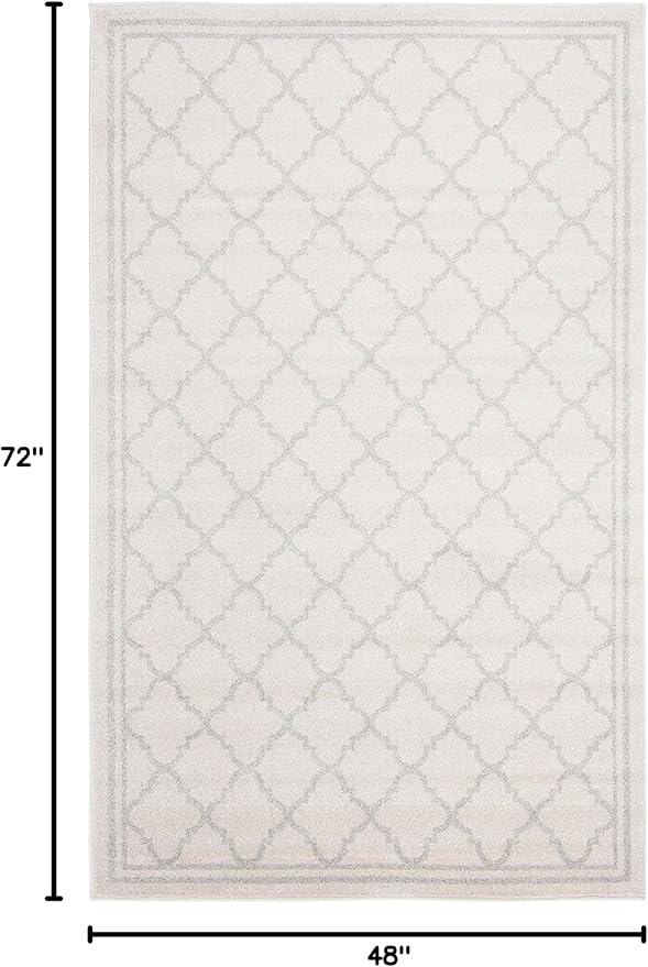 SAFAVIEH Amherst Collection Accent Rug - 4' x 6', Beige & Light Grey, Moroccan Trellis Design, Non-Shedding & Easy Care, Ideal for High Traffic Areas in Entryway, Living Room, Bedroom (AMT422E)