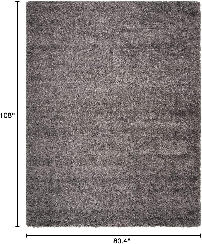 SAFAVIEH Fontana Shag Collection Area Rug - 6'7" x 9', Silver, Solid Design, Non-Shedding & Easy Care, 2-inch Thick Ideal for High Traffic Areas in Living Room, Bedroom (FNT800G)