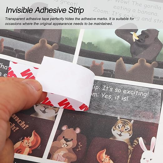 Double Sided Tape Thin, 0.39in x 82ft Removable Mounting Tape, Poster Picture Hanging Strips, Clear Wall Sticky for Hanging, Scrapbook Stickers, No Damage Wall Adhesive for Festival Decoration